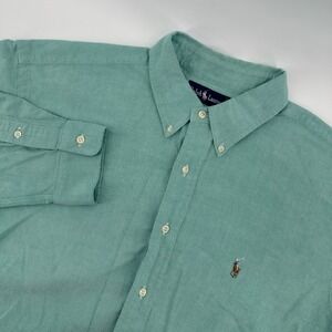 Ralph Lauren Mens Green Button Down Long Sleeve Shirt Size 17‎ 1/2 - 33